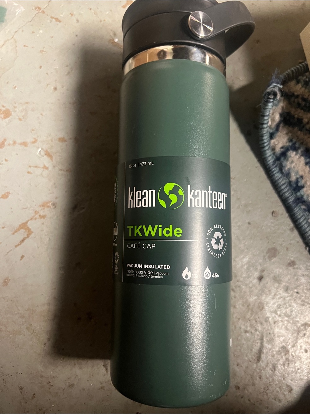 KLean Kanteen TKWide Vacuum Insulated Bottle - Forest Green 20 oz
